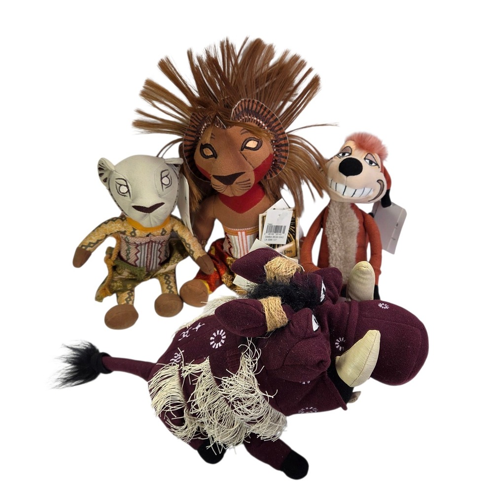 Disney Store The Lion King Broadway Stage Show Musical Bean Bag Plush Lot Of 4